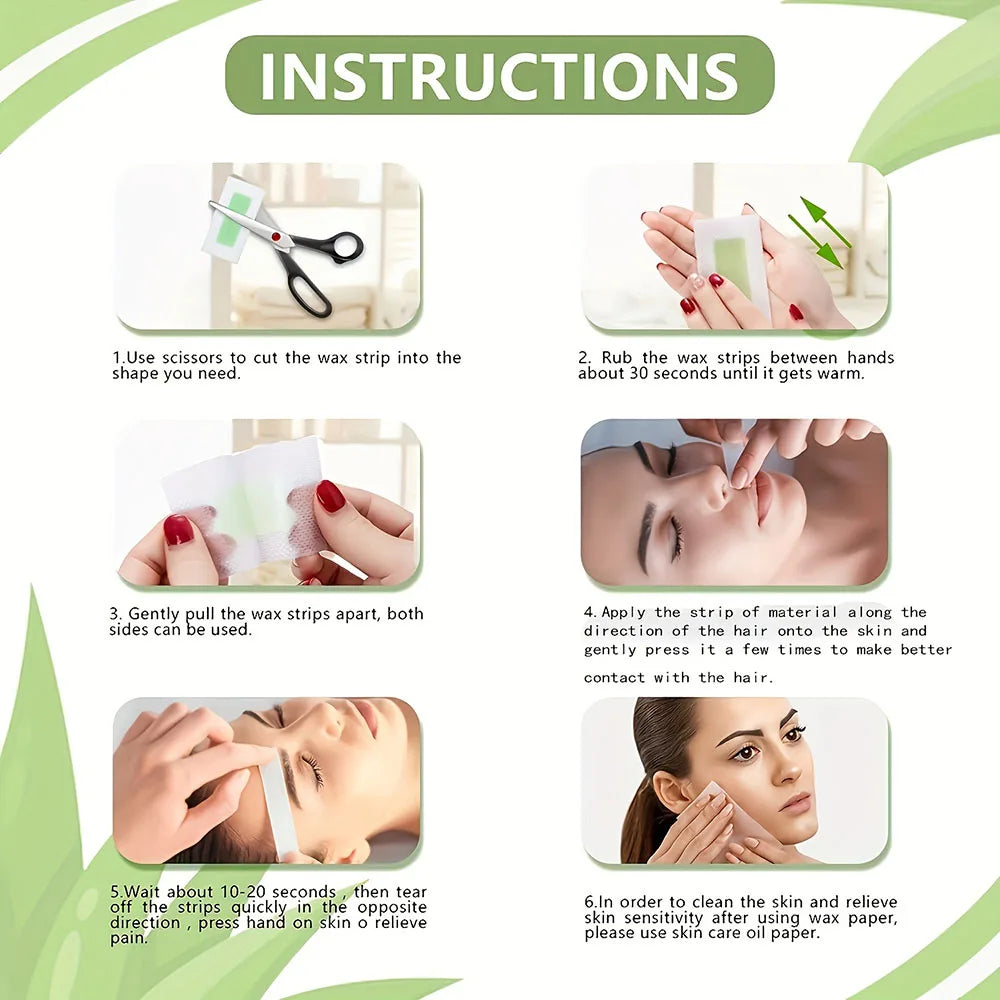 24/48 Pieces Viilife Facial Wax Strips Facial Hair Removal Quick and Painless Hair Removal Kit for All Skin Types
