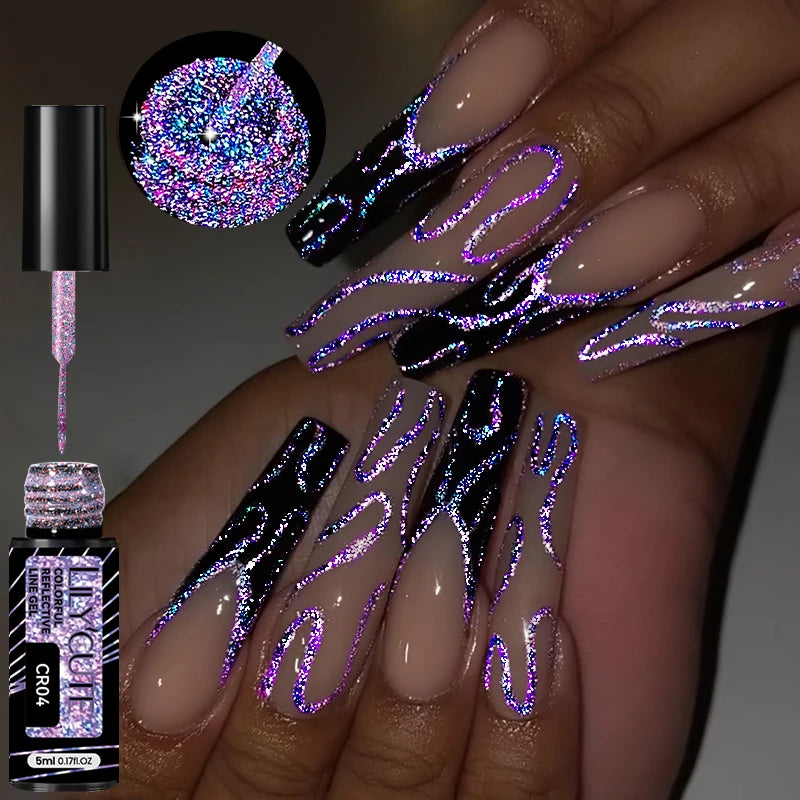 LILYCUTE Reflective Glitter Gel Nail Polish - 5ml Sparkling Liner