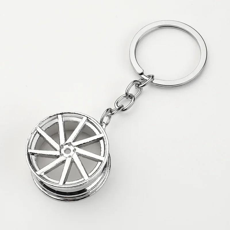 Automotive Gear Head Keychain - Speed Gearbox Keyring with Turbo Hub & Brake Disc Design