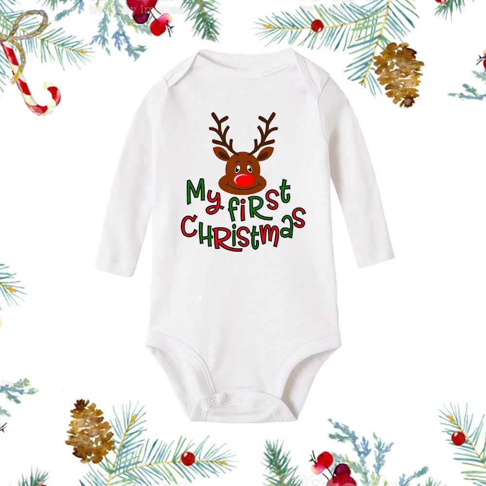 Premium My First Christmas Baby Romper - Snowman Print Long Sleeve Outfit