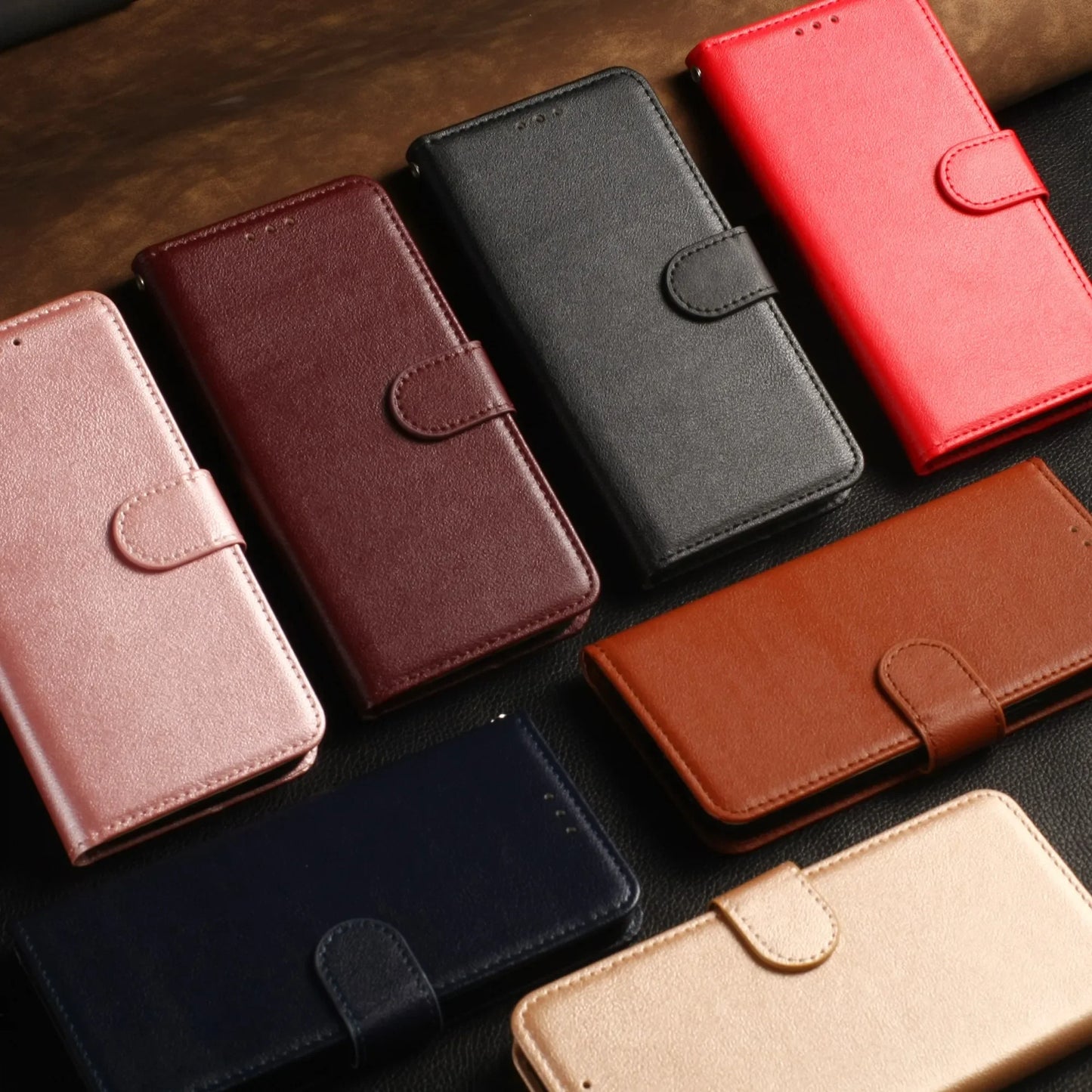 Premium Leather Wallet Case - Flip Stand Cover with Card Slots for iPhone