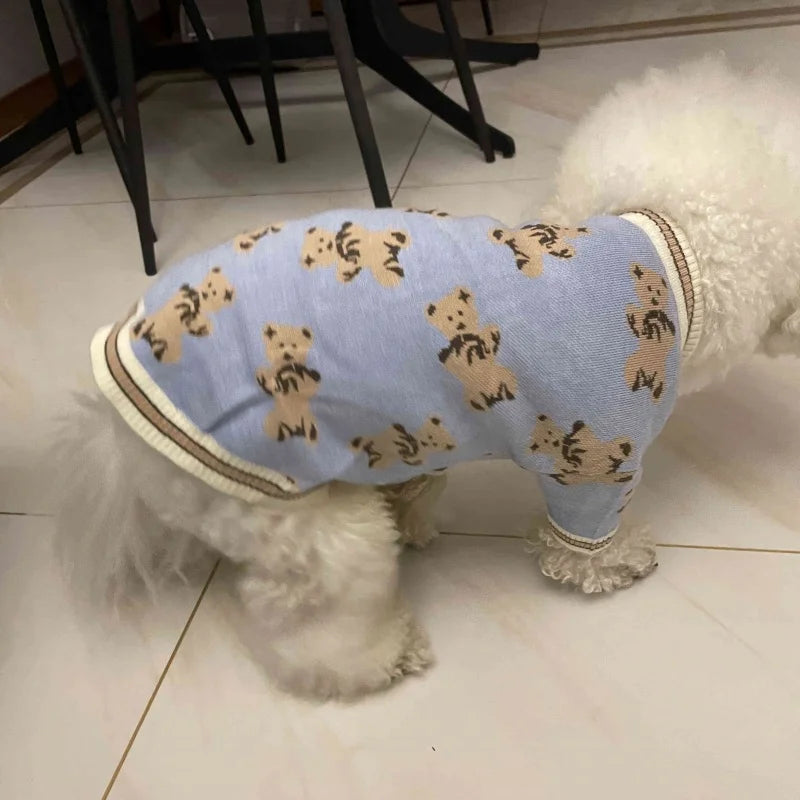 Dog Clothes Winter Chihuahua Pet Striped Dog Cardigan Sweater Bichon Pug Kitten Puppy Dog Warm Coat Cat Dog Supplies Pet Outfit