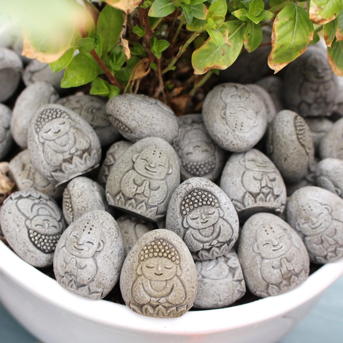 20pcs Mini Flower Pot Decor Randomized Buddha Statue Resin Ornaments Decor Small Garden Courtyard Paving Stone Sculptures Decor
