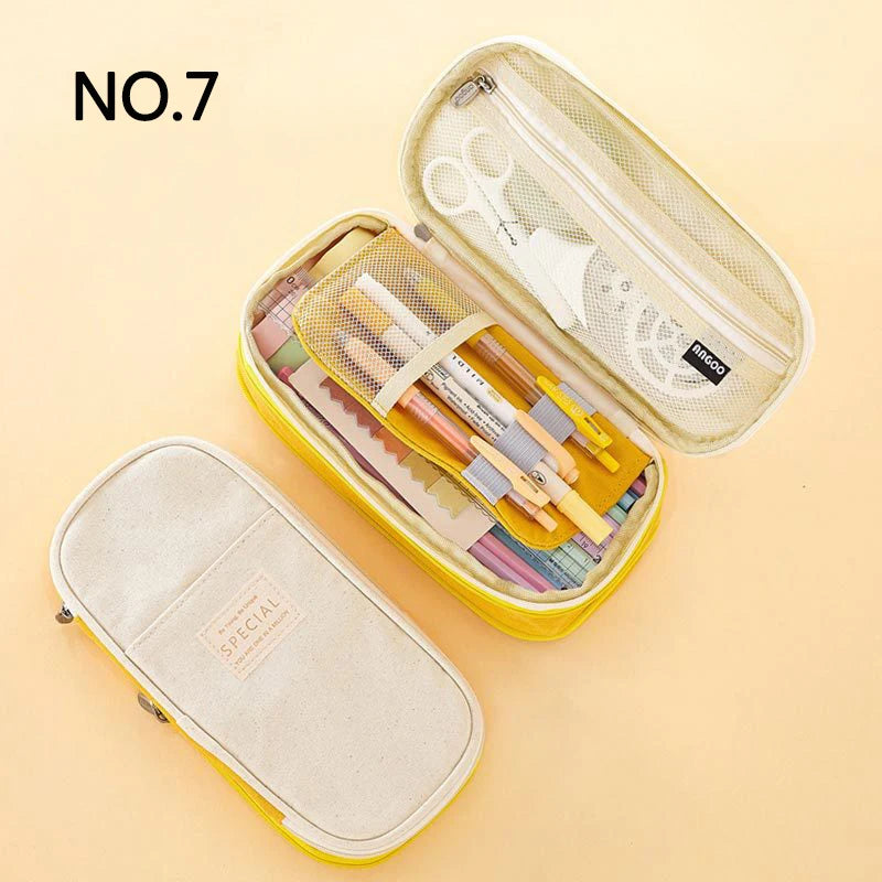 K-MIME Large Capacity Double Layer Pencil Case - CPC Certified Safe Material School Pouch for Girls