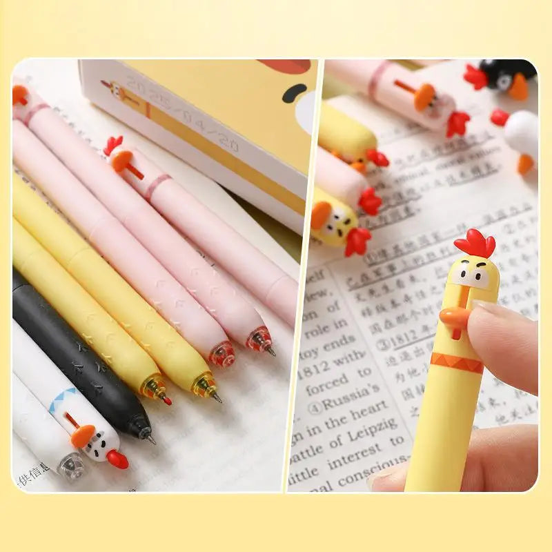 1/4pcs Funny Chick Carrot Press Type Black Quick Dry Gel Pen Creative Stress Relief Writing Tool for Study Office School