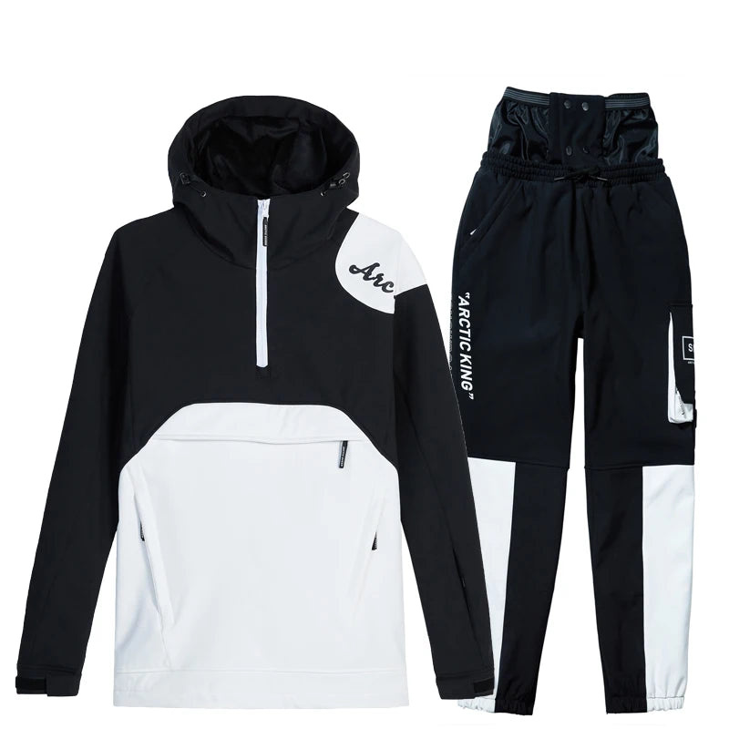 New Fashion Snowboard Suit Men Women Ski Hoodie Set Winter Windproof Waterproof Warm Jacket Pants Skiing Suit Snow Overalls