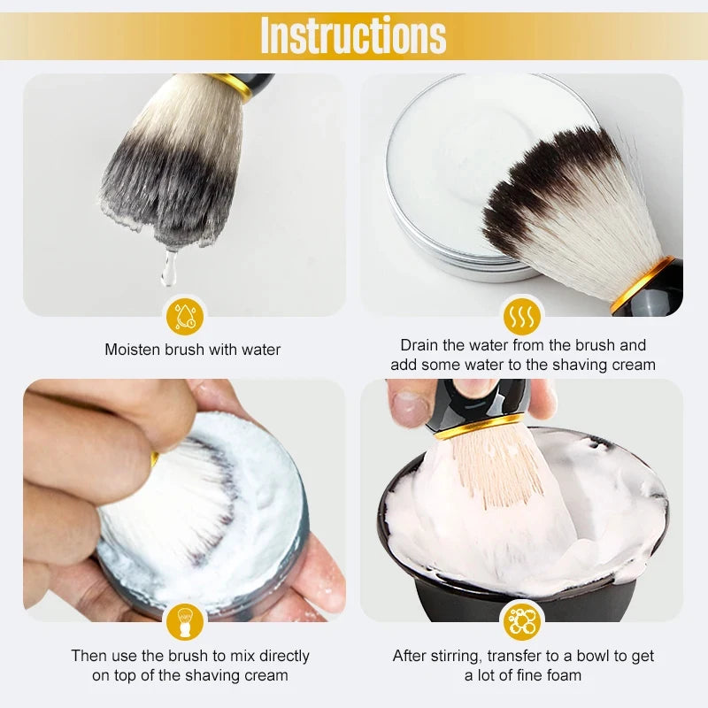 Professional Shaving Brush Set 1/2/3Pcs 3-in-1 Men Shaving Kit with Shaving Bowl & Shaving Stand Ideal Father's Day Gift