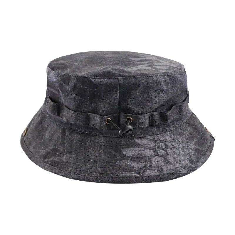 Men's Panama Hat Bucket Hat Tactical Sunscreen Camouflage Outdoor Travel Climbing Fishing Caps Training Beach Men's Hiking Hat