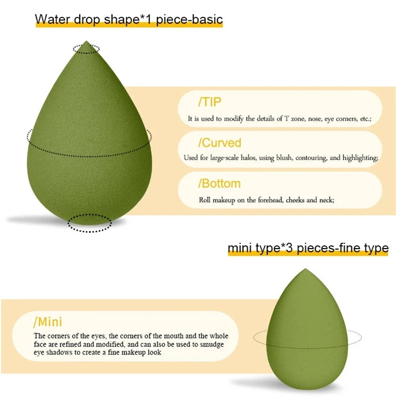 7Pcs/Set Makeup Sponge Set, Suitable for Liquid BB Cream Powder Application, Makeup Egg Dry Wet Dual-use Powder Puff