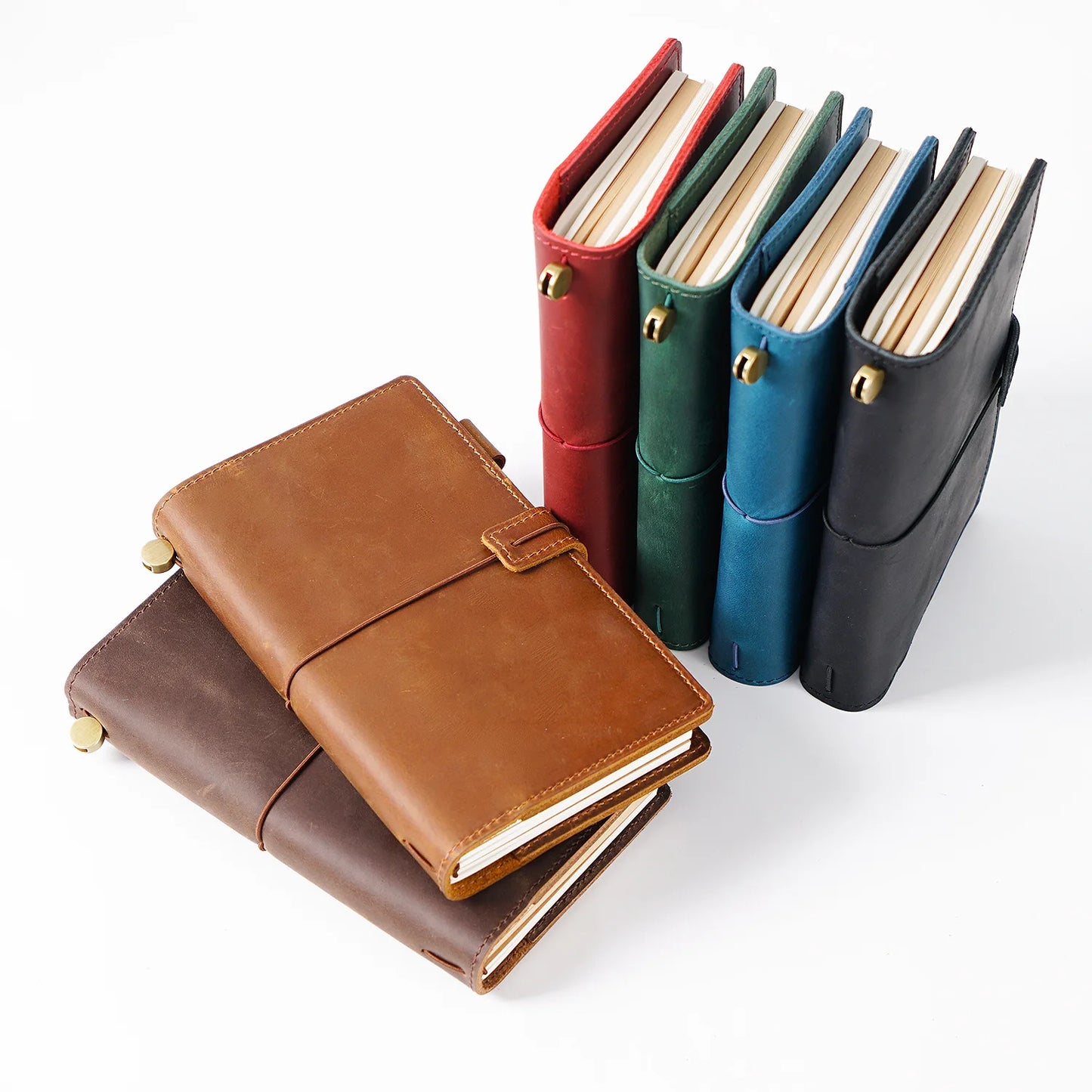 Handmade Vintage Leather Travel Diary Potable Planner Storage Function Retro Style Cowhide Notebook Exquisite Gift