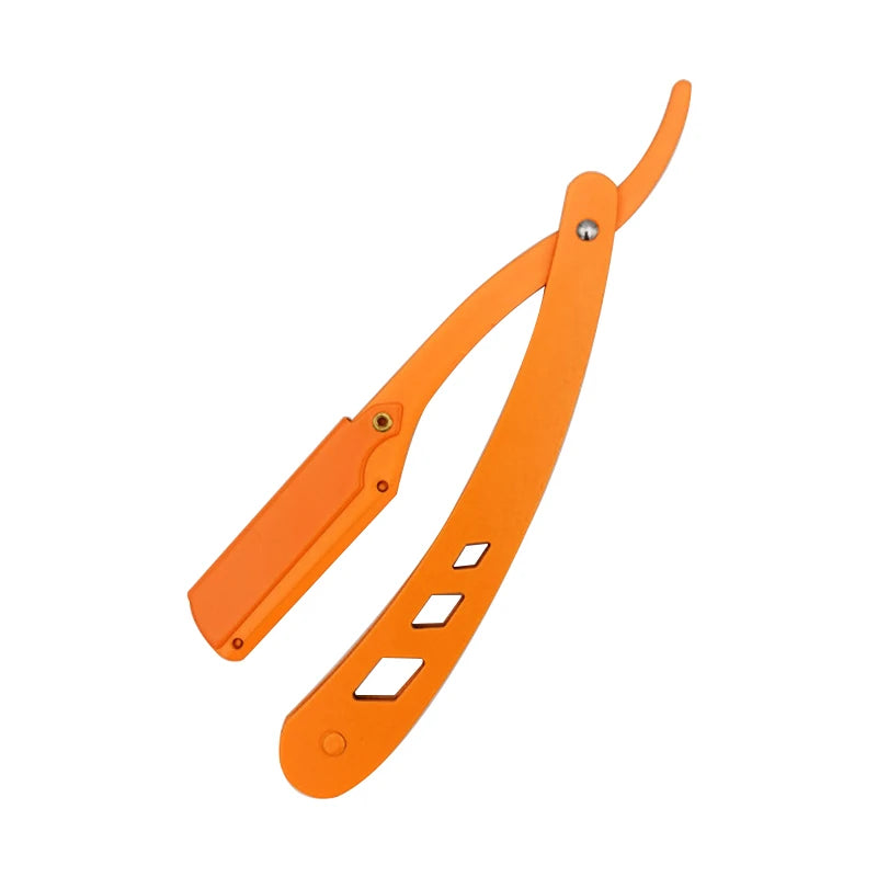 Men's Straight Hairdresser Razor Hair Removal Shaving Armpit Hair Pubic Hair Folding Razor Hair Removal Tool (Without Blade)