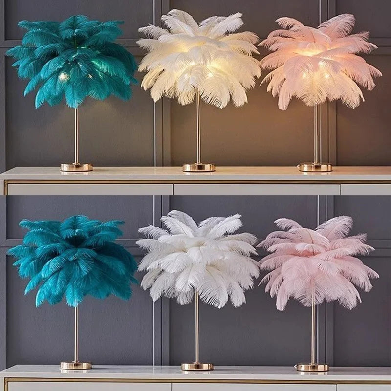 Premium Nordic Ostrich Feather Floor Lamp - Modern LED Interior Lighting