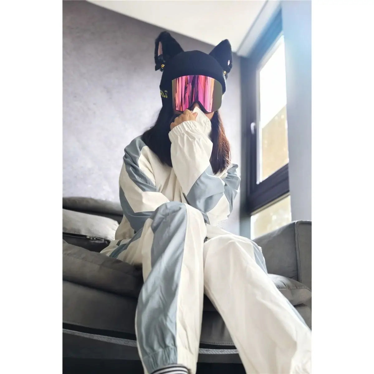 Ski Helmet Cover Cat Ears Rabbit Ears Funny Single and Double Board Warm Ski Helmet Cover for Men and Women