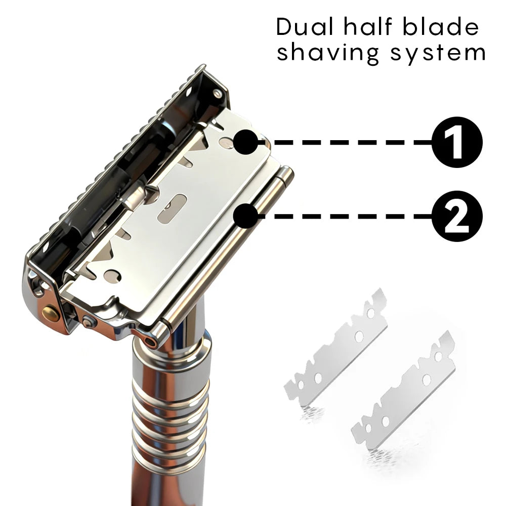 22T-2 New Reusable Twin Half Blade Safety Razor with Travel Case 30° Angled Precision Super Shaving Shaver for Men Grooming Care