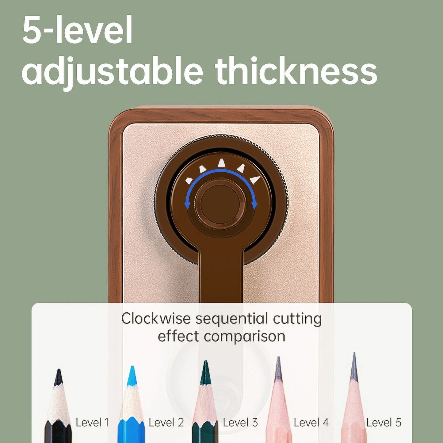 Deli Adjustable Hand Crank Pencil Sharpener - Professional Desktop Sharpener with Long-Lasting Blade