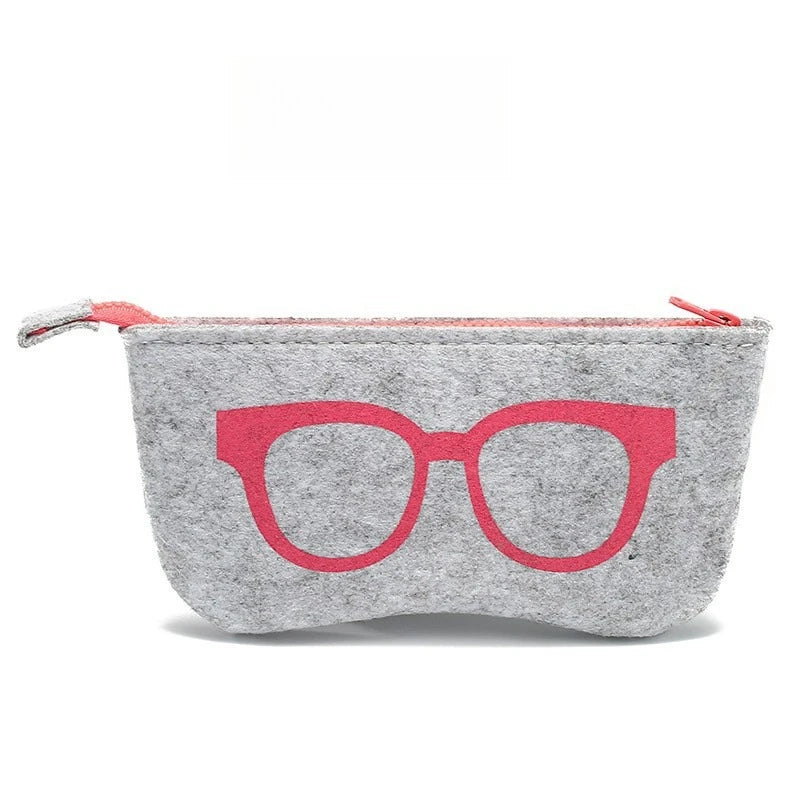 1pc Chic Soft Felt Glasses Pouch,Colorful Eye Design, Portable,Durable Fashion Glasses Case with Zipper Closure for Men & Women