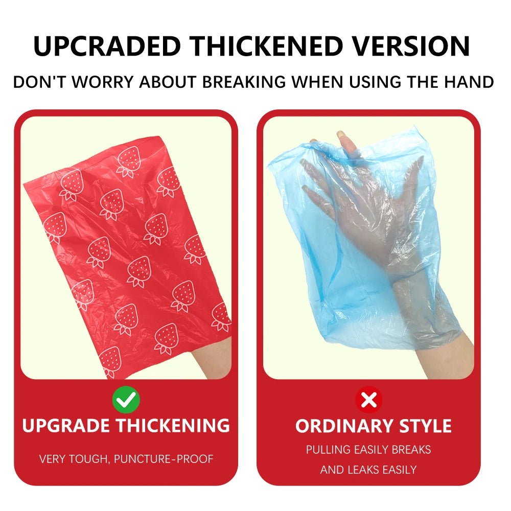 Photodegradable dog feces bag with strawberry fragrance, leak proof pet feces bag, outdoor small garbage bag