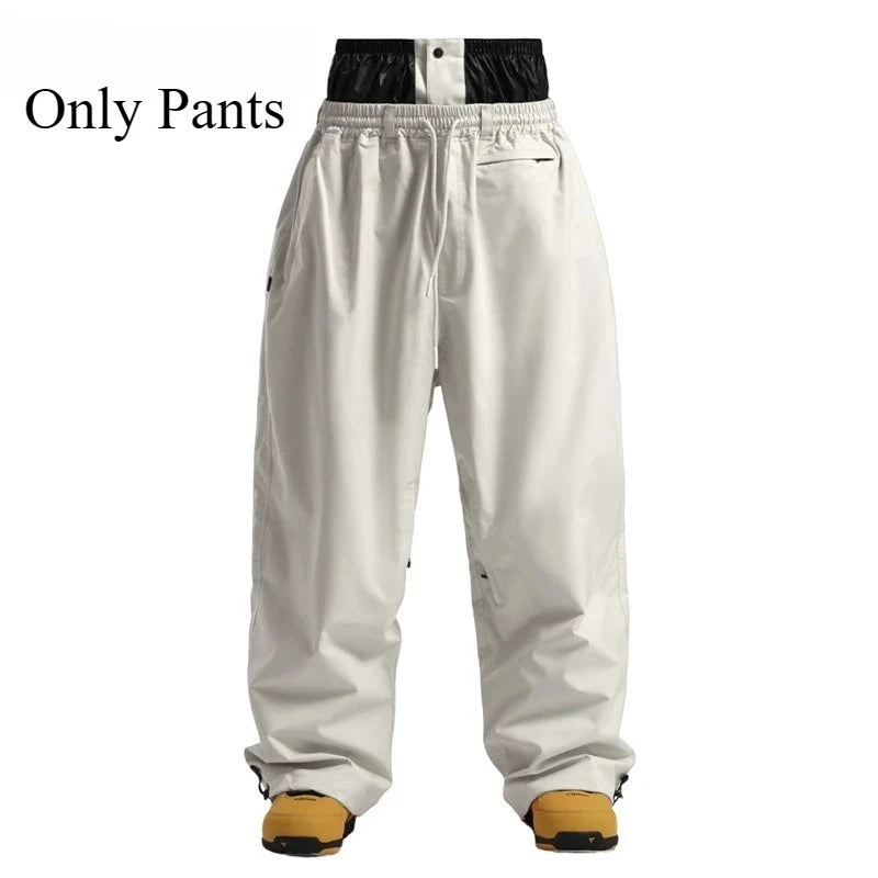 Men Baggy Windproof Solid Women Skiing Pants Waterproof Loose Hooded Ski Strides New Outdoor Sport Adult Breathable Trousers