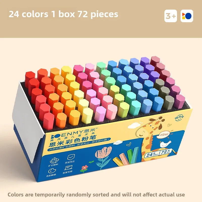 ENMY 12/36 Color Chalk Dustless Safe Chalk for Teachers Students Blackboard Non-Dusty Bright Colors Art Drawing School Supplies