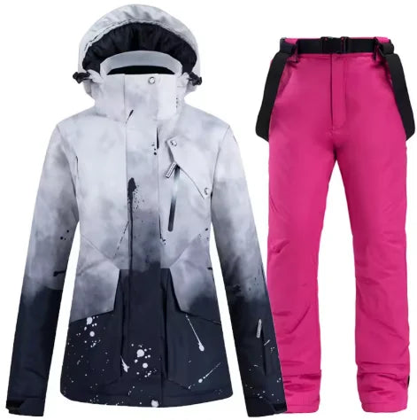 Snowboarding Suit Sets for Men and Women, Snow Wear Clothing, Waterproof, Ski Jacket, Strap Pant, Winter Costume, For Adult