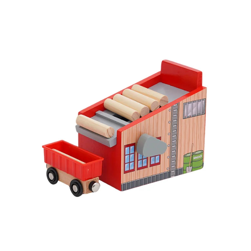 Wooden Train Track Accessories Roadblocks Station Scene Educational Toy For Kids Compatible with Thomas Wooden Railway System