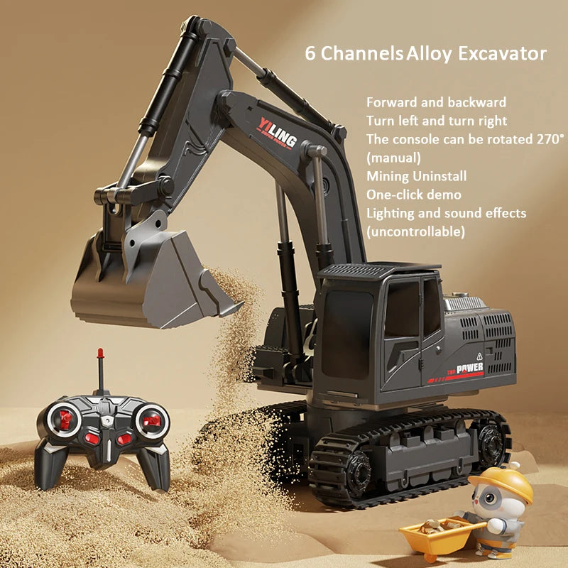 Premium RC Excavator - Alloy Remote Control Construction Vehicle with Lights