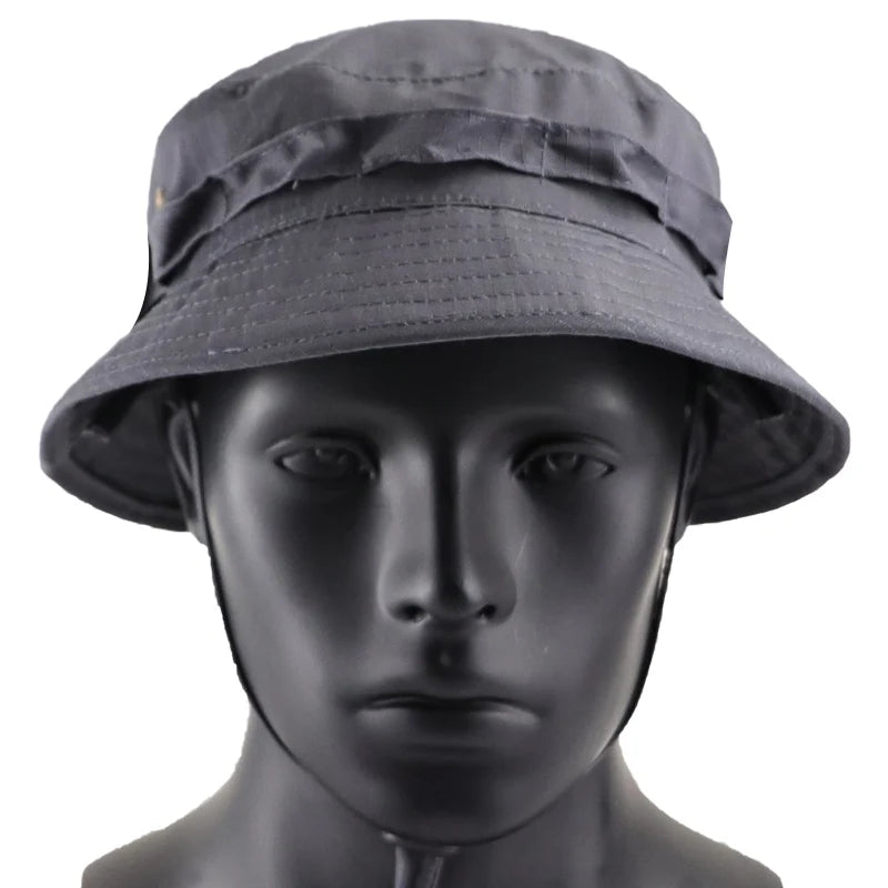 Men's Panama Hat Bucket Hat Tactical Sunscreen Camouflage Outdoor Travel Climbing Fishing Caps Training Beach Men's Hiking Hat