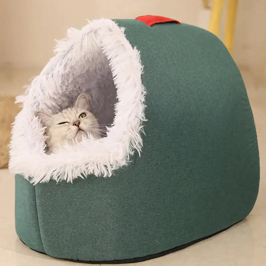 Cat Bed Comfortable Pet Sleeping Bed, Portable Cat Bed Warm And Thickened Pet Bed With Handle Portable Cat Bed Winter Pet Suppli