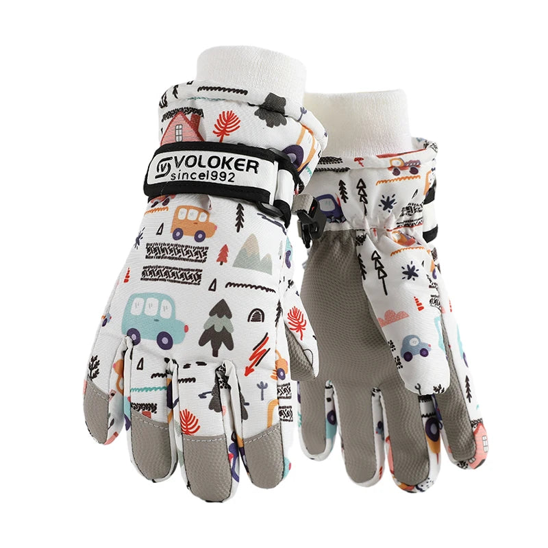 Cute Children's Ski Gloves, Waterproof, Touchscreen Compatible, Winter Children's Outdoor Gloves, Windproof And Warm