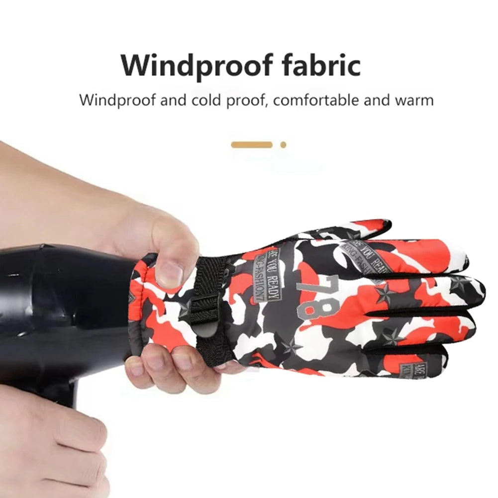 Warm Ski Gloves Polyester Warm&Light Waterproof And Breathable The Wrist Can Be Tightened And Relaxed for A Better Fit