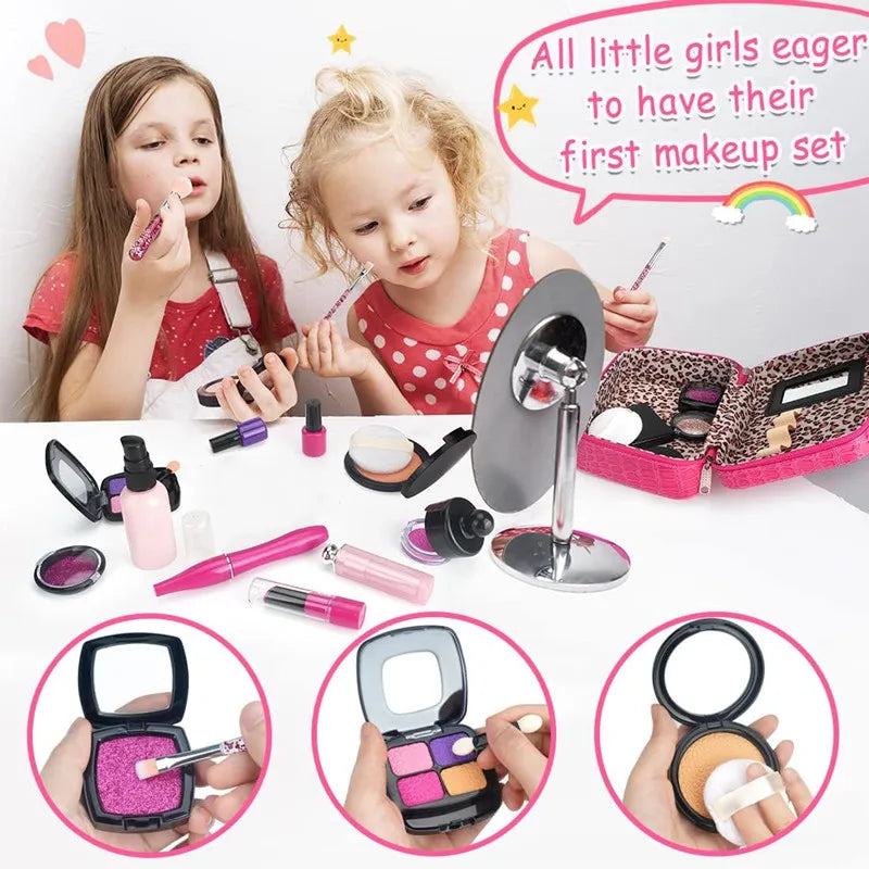 Premium Pretend Makeup Set with Cosmetic Bag - Complete Play Beauty Kit