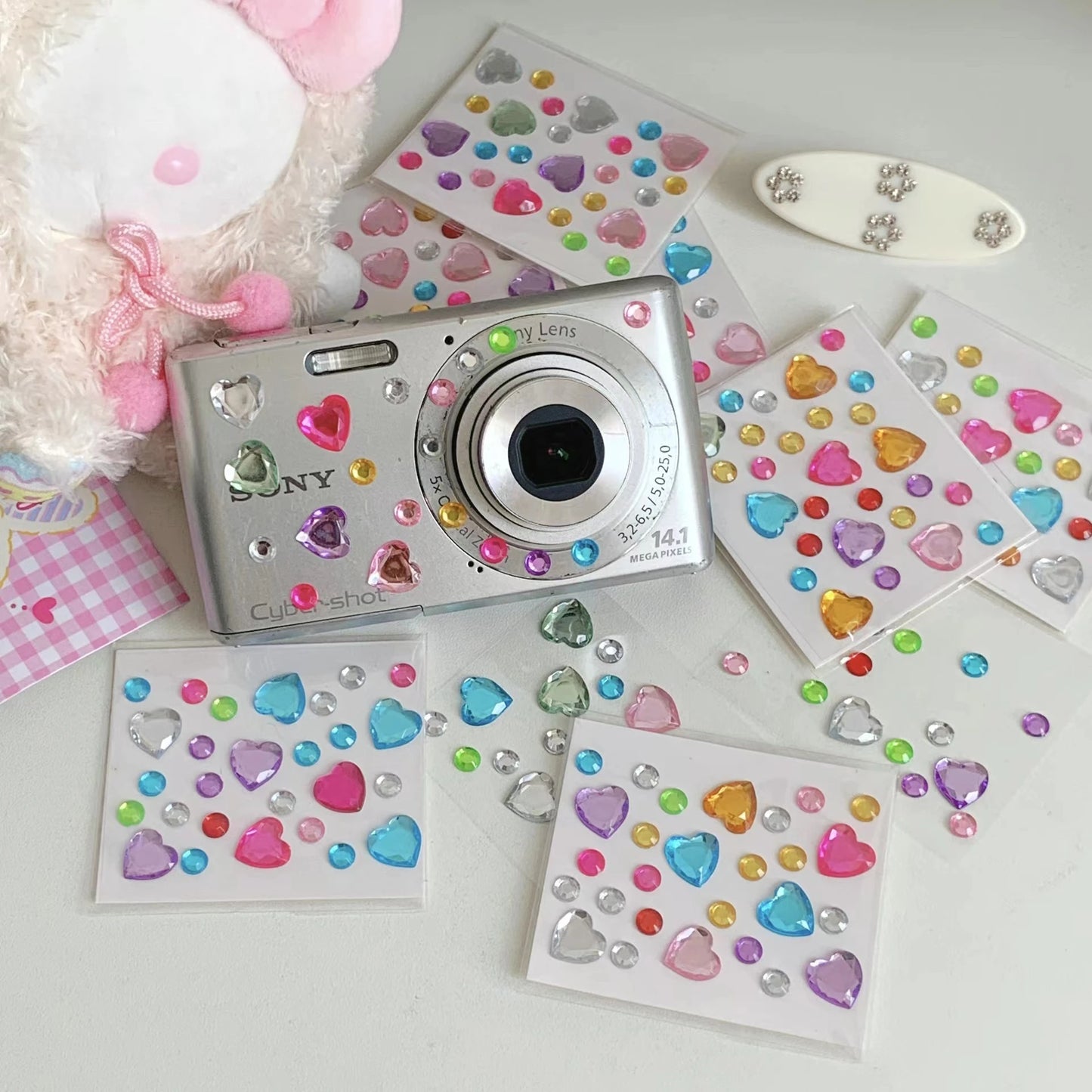 3/6/9Pcs Mini Colorful Star Heart Diamond Stickers Acrylic Flower Gem Stickers Rhinestones for Kid Make-up Eye Patch