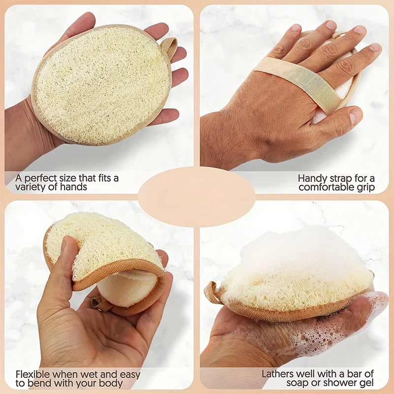 Shower Brush Cleaner Pad Exfoliator Shower Puff Body Skin Care Tool Natural Loofah Body Scrubber Bath Exfoliating Sponge Soft