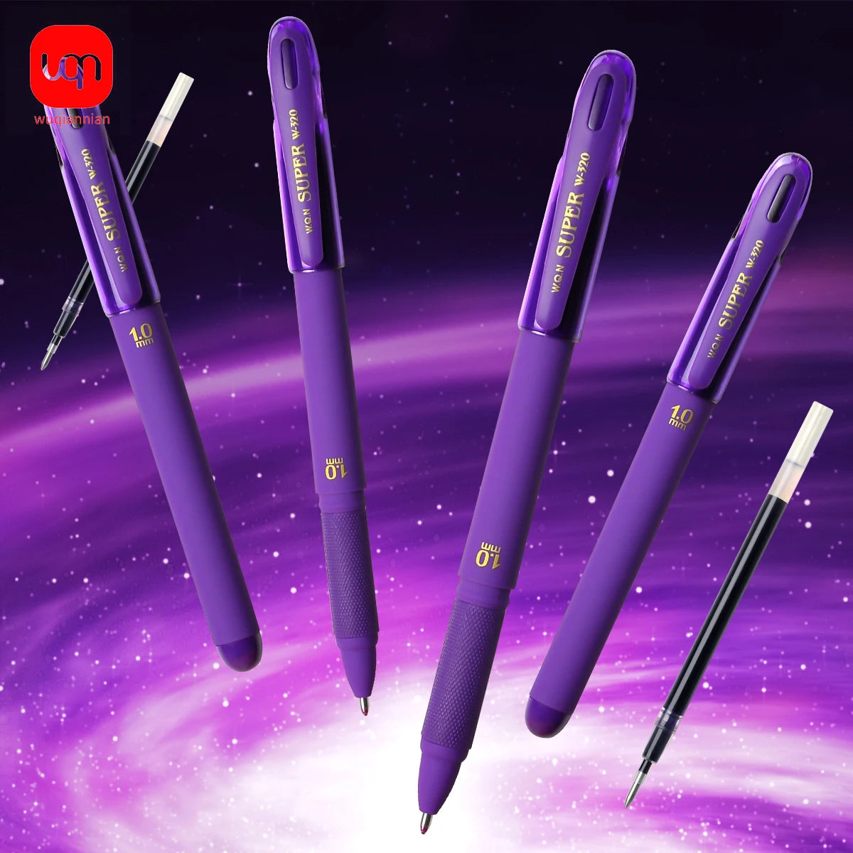 3pcs Purple Ink Gel Pens,1.0mm,Large Capacity Refill,Office Supplies Back to School Stationery,Student Pen Writing Tools