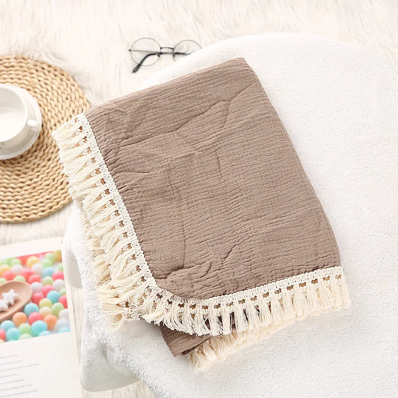 Premium Cotton Muslin Baby Blanket - Cute Bear Swaddle for Newborns