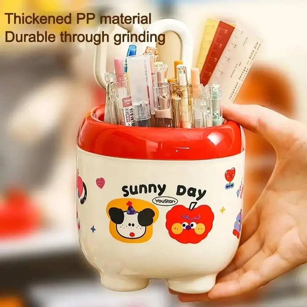 3 Compartments Dividing Grids Pen Holder Large Capacity Stylish Pencil Storage Box Multi-functional Tabletop Storage