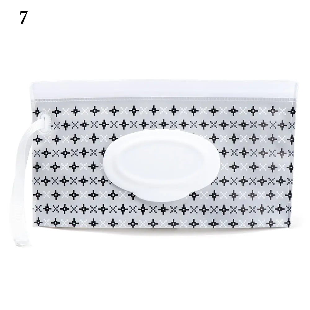 Hot Refillable EVA Wet Wipes Bag Cosmetic Pouch Tissue Box Wipes Holder Flip Cover Snap-Strap Carrying Case Stroller Accessories