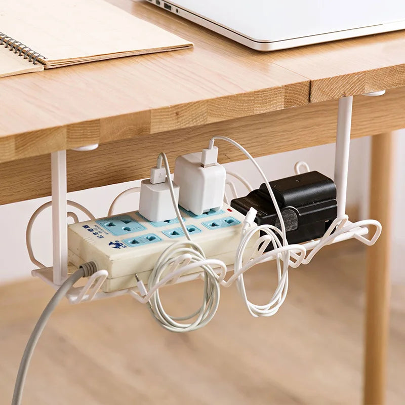 Under Desk Cable Organizer - Plastic Storage Rack for Office Cable Management