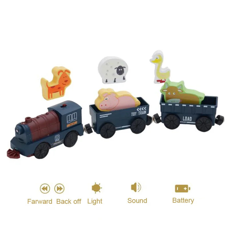 New Electric Wooden Train Set Toy Train for Boys Girls Compatible with Wooden Train Track Racing Track Toys Gift For Kids