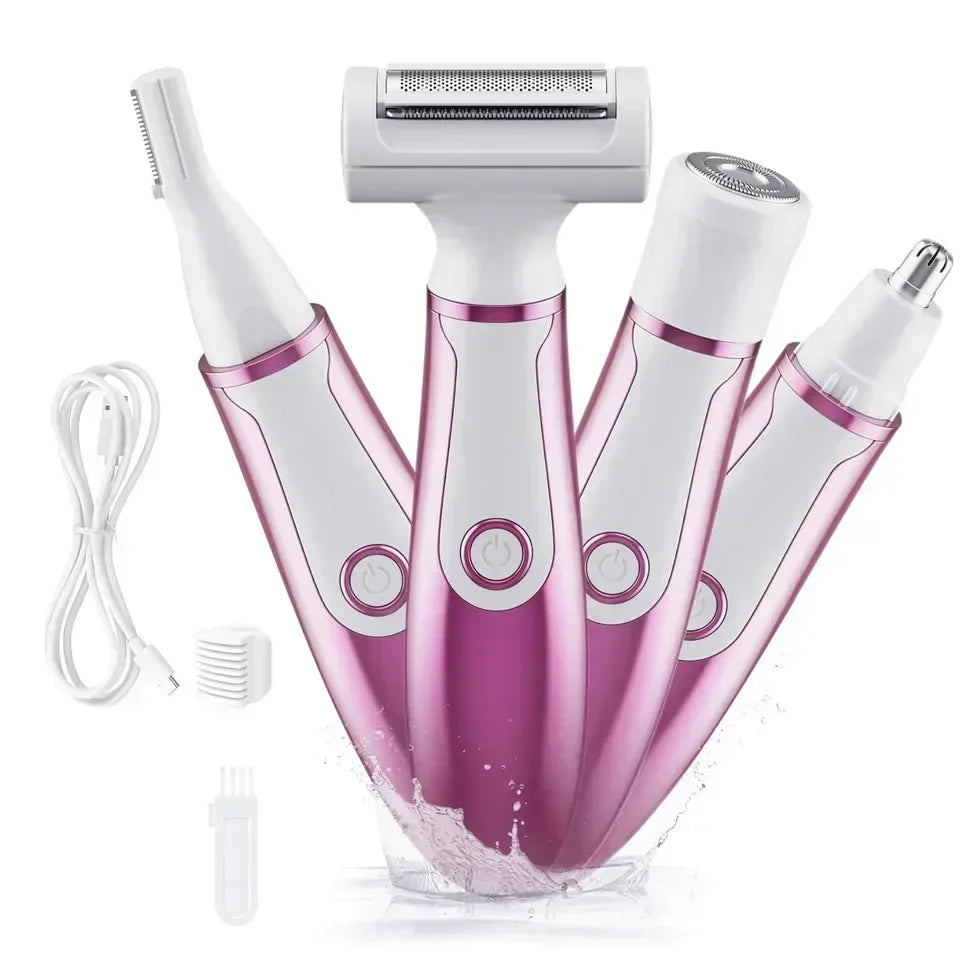 4 In 1 Electric Lady Shaver for Full Body Shaving Lady Hair Removal Epilator Painless Cordless Trimmer Razor Gifts For Women