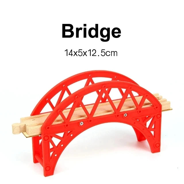 All kinds of Wooden Train Tracks Accessories Beech Wood Railway Tracks Wooden Bridge Tunnel fit for Wood Tracks Toys for Kids