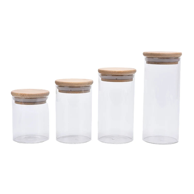 Glass Storage Jar with Bamboo Lid - Airtight Kitchen Container for Coffee, Grains & Dry Foods