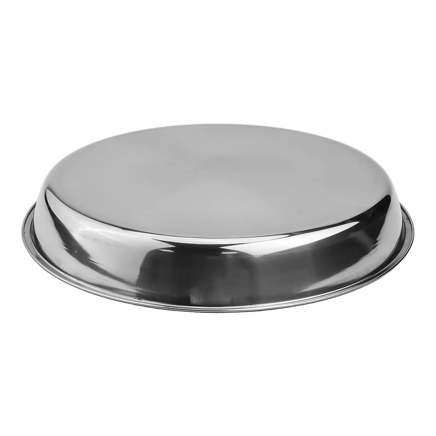 Stainless Steel Round Tray Metal Dining Disc Cake Tray Flat Bottom Plate BBQ Plate Fruit Meat Serving Dishes Kitchen Tableware ﻿