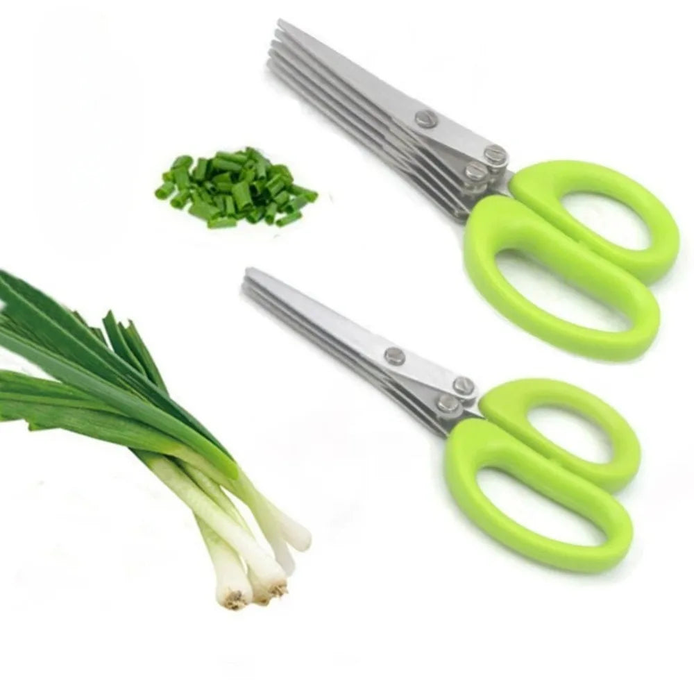 Sharp Muti Layers Stainless Steel Knives Kitchen Scissors Scallion Cutter Herb Laver Spices Onion Cook Cut Scissor Seed Removal