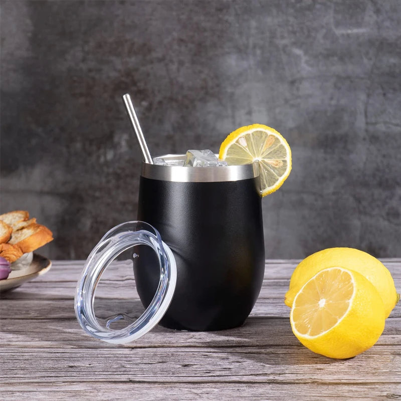 12oz Eggshell Wine Glass Stainless Steel Thermos Bottle Beer Mugs Thermal Cup for Beers Insulated Coffee Cup Travel Tumbler
