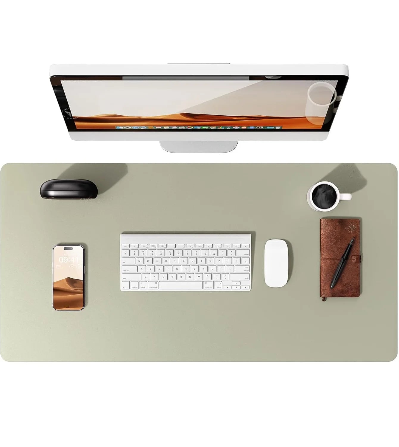 Large Mouse Pad,Office Desk Mat, Leather Desk Pad Protector, Non-Slip PU Leather Desk Blotter, Laptop Desk Pad