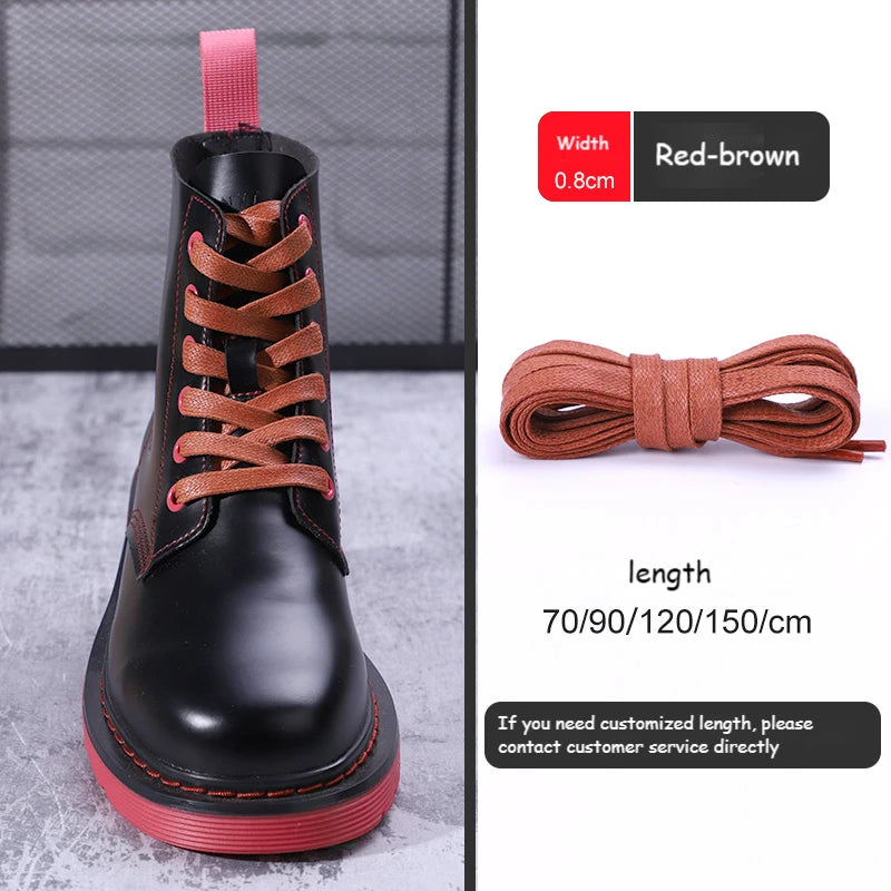 1 Pair Shoelaces 0.8 CM Waxed Cotton Width Flat Waterproof Shoe Laces Unisex Boots Casual Sneakers Shoelace Leather Shoe Lace