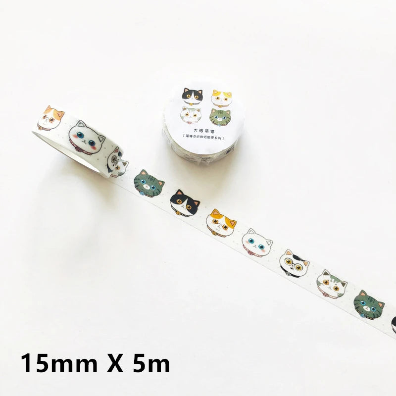 Premium Kawaii Cat Washi Tape - Cute Adhesive Masking Tape for DIY Crafts
