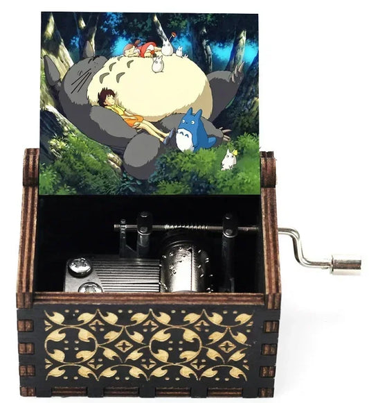New Hot Wooden painted music box decoration, light luxury wooden hand cranked music box