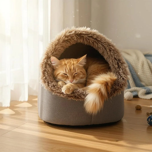 New Warm Winter Cat Bed Wrap Comfort Cat House Integrated with Handle Pet Cave Cats Dogs Furniture